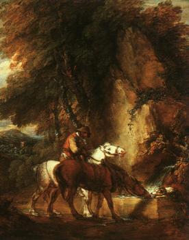 Thomas Gainsborough : Wooded Landscape with Mounted Drover